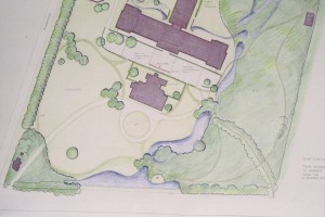 ontwerptekening van het voorterrein van Bronbeek in het renovatieplan