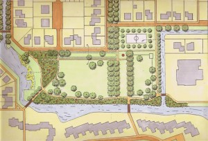 tekening van een buurtparkontwerp in Obdam