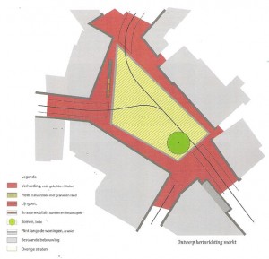 Tekening van het ontwerp marktplein