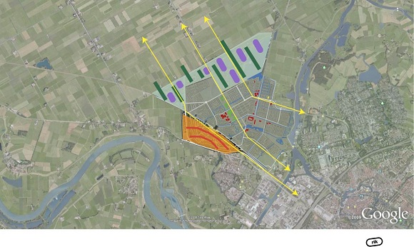 ontwerp ingetekend op satellietfoto