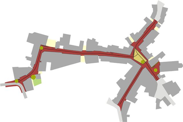 Overzichtstekening van centrum Groenlo