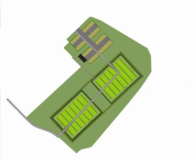 tekening van twee stukken bos bij de lokatie